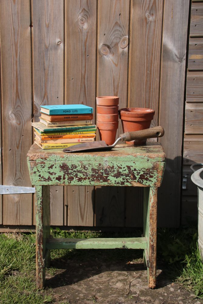Green Wooden Stool