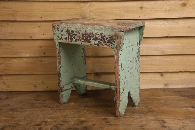 Green Wooden Stool - Image 2