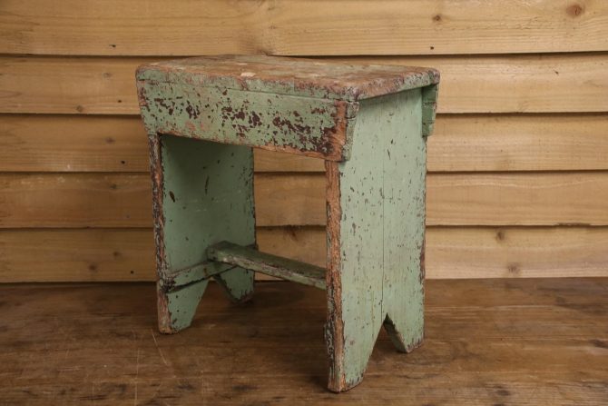 Green Wooden Stool - Image 3